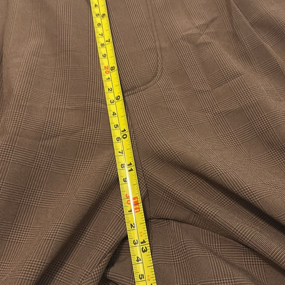 Athleta Skyline Pant Paperbag Waist Belted Pants SZ 8 athleisure brown plaid - Picture 8 of 14